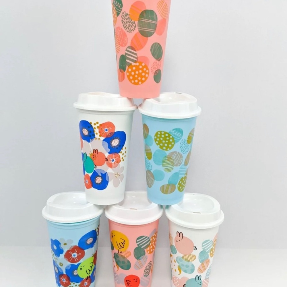 Starbucks 6 16 oz Reusable Spring Easter Hot Cups